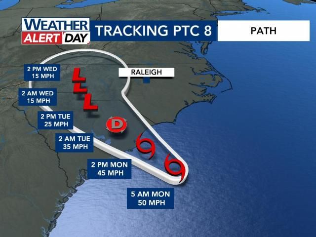 Life-threatening flooding on North Carolina coast, heavy rain moves into Wake County due to potential Tropical Cyclone No. 8