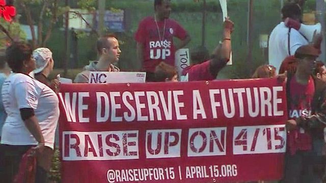 Fast-food workers rally in Durham for higher wages