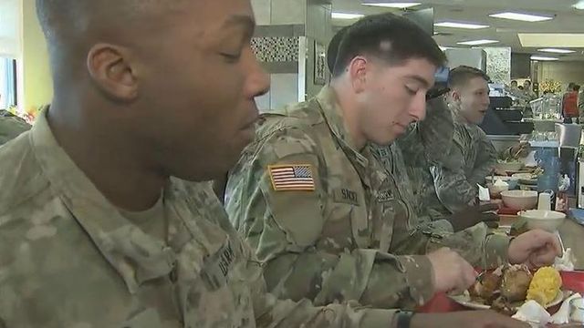 Fort Bragg holds early Thanksgiving feast for soldiers