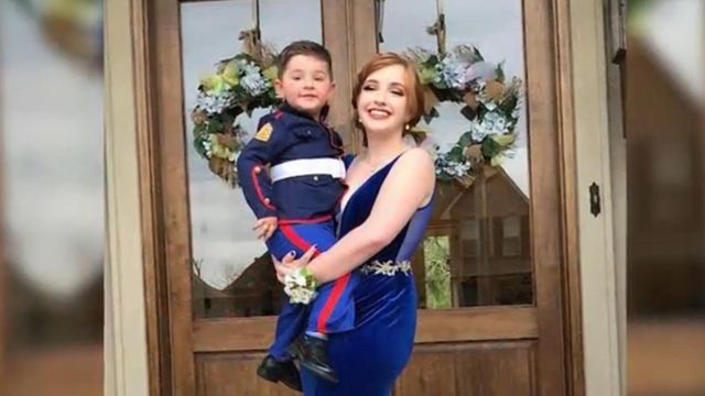 Have you seen this video? Marine's toddler brother stands in as prom date