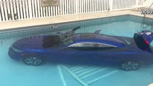 Have you seen this video? Car crashes into pool, fastest man on ice