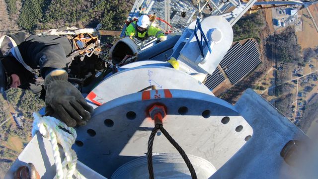 What is going on at the WRAL tower?