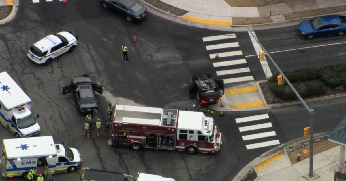 Crash with overturned SUV blocks Cary intersection