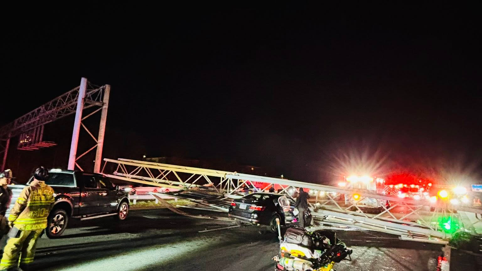 Firefighters: 2 people hospitalized after overhead interstate sign in ...