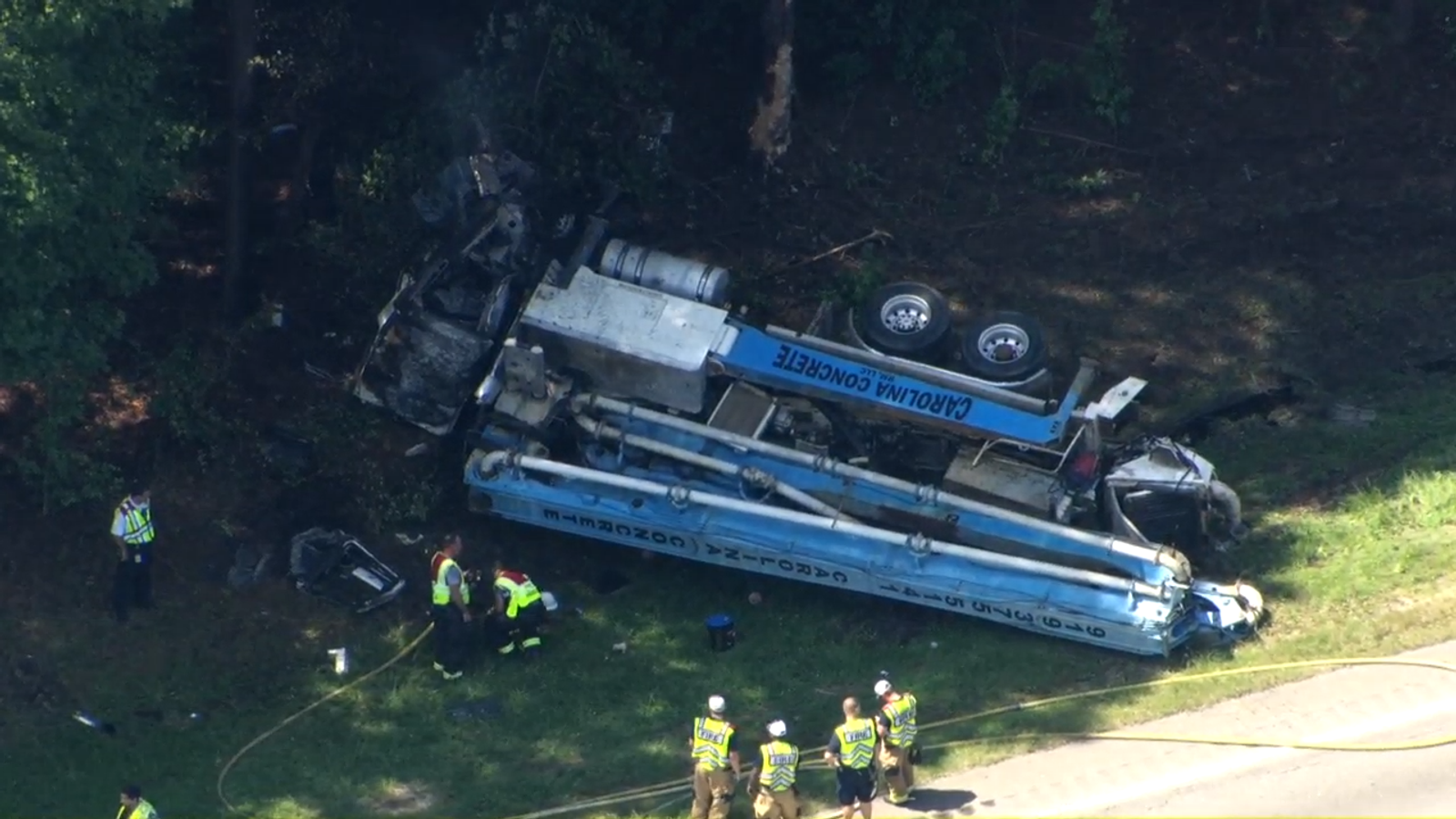Carolina Concrete Truck Overturn Zebulon NC