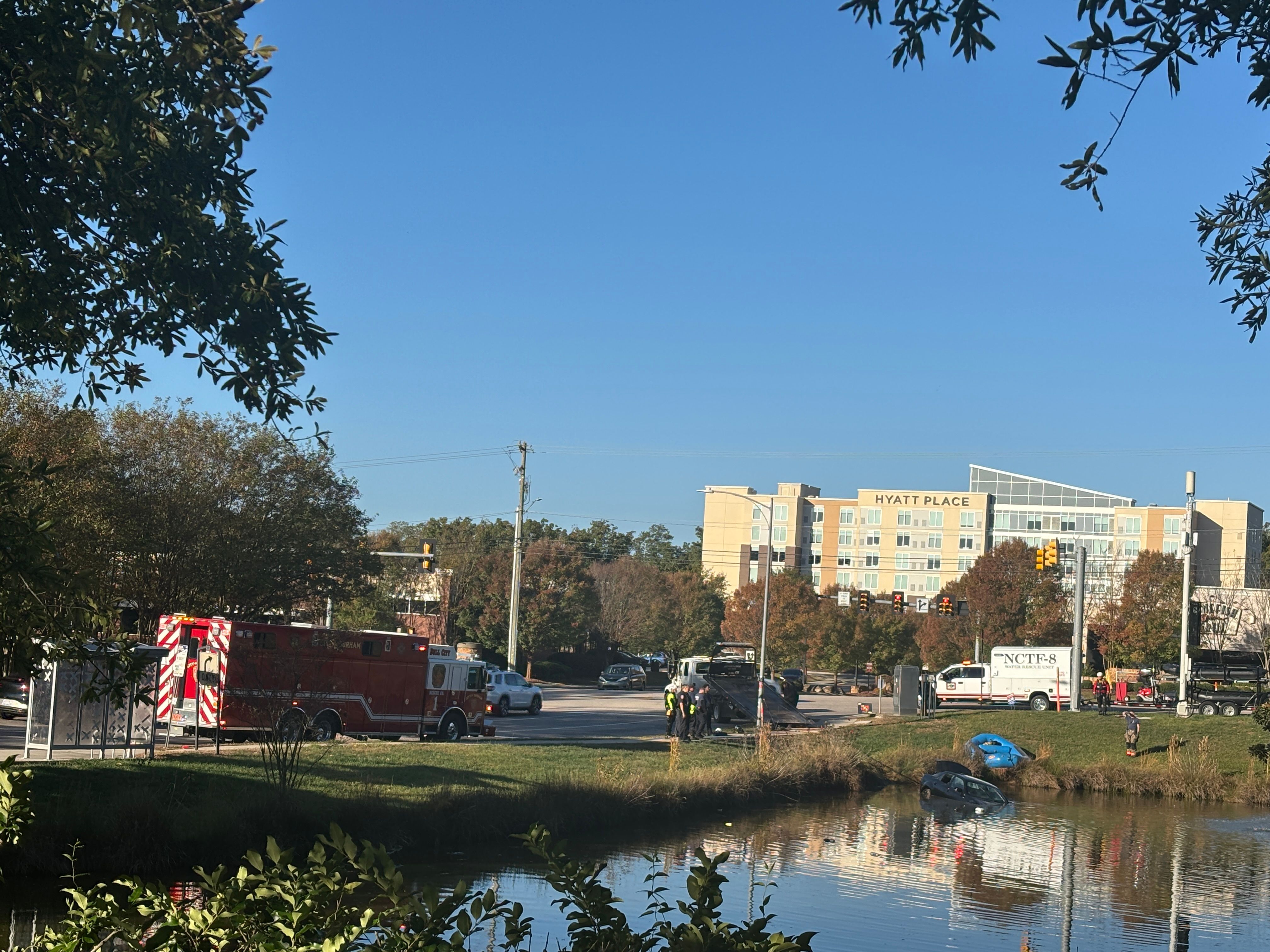 Crews pull car from Durham pond near Streets at Southpoint, no one ...