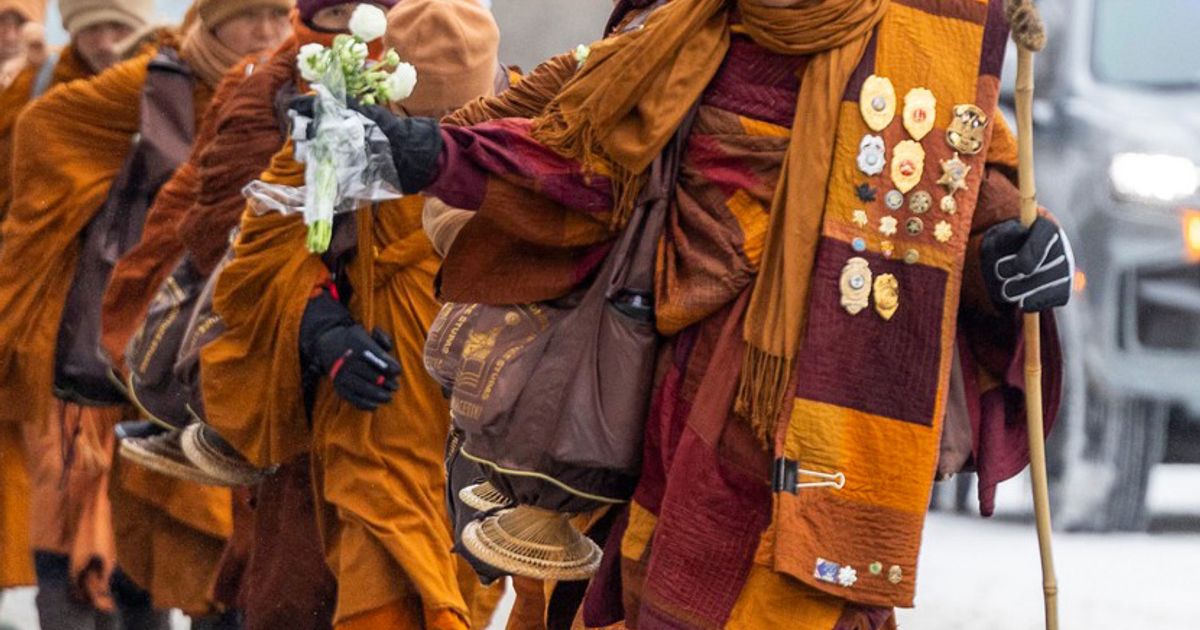 Buddhist monks make final NC stop in Louisburg on 2300-mile Walk for Peace to Washington, D.C.
