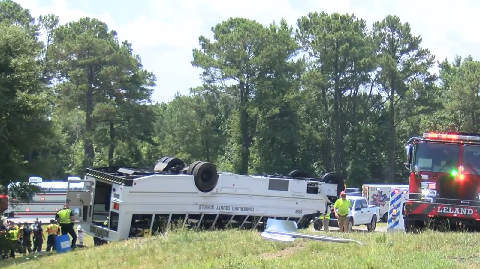 4 hurt when bus carrying Douglas Byrd football players crashes in Brunswick County