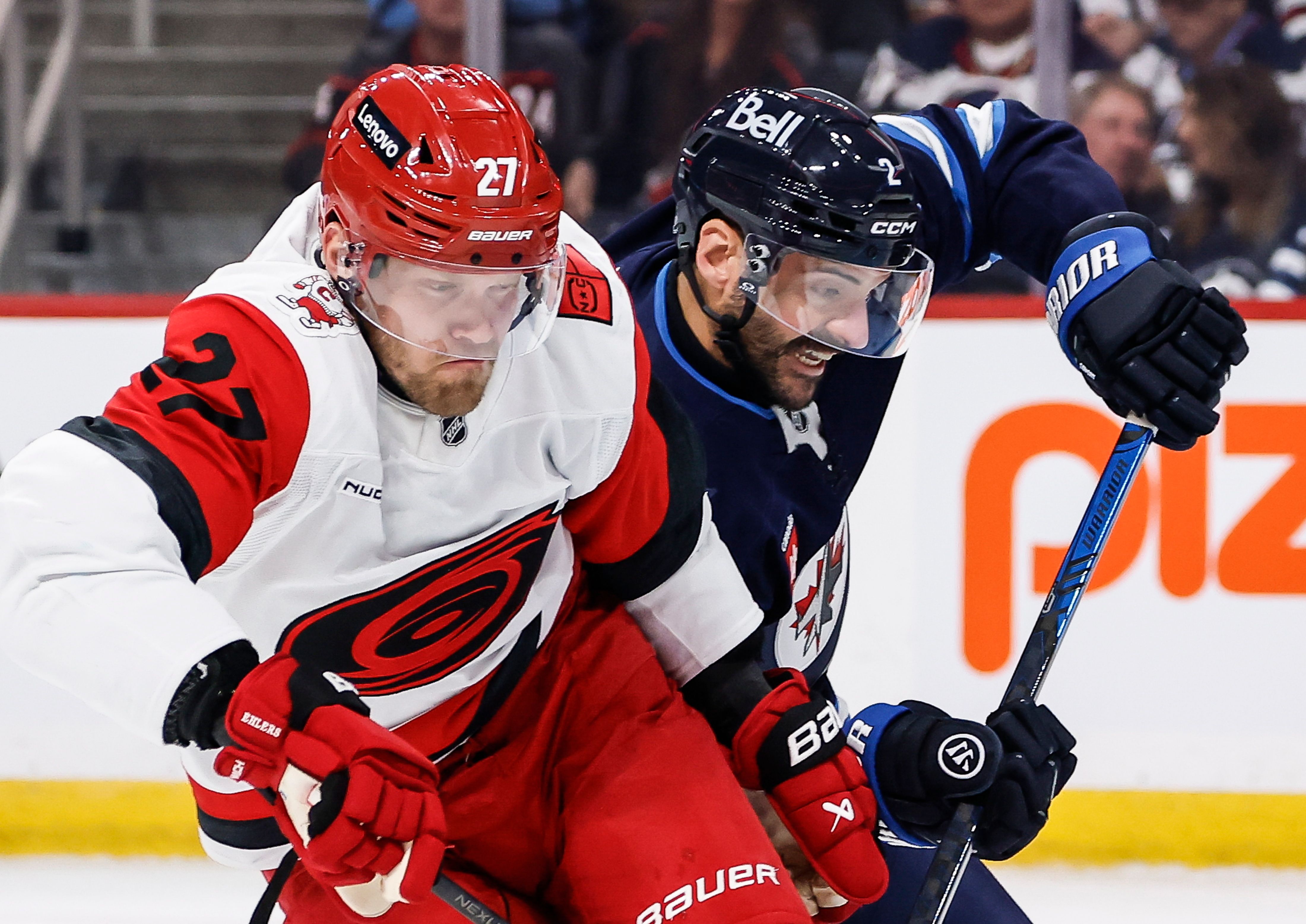 Ehler power - play winner lifts Hurricanes past Jets 3 - 2 for 7th straight win :: WRAL . com