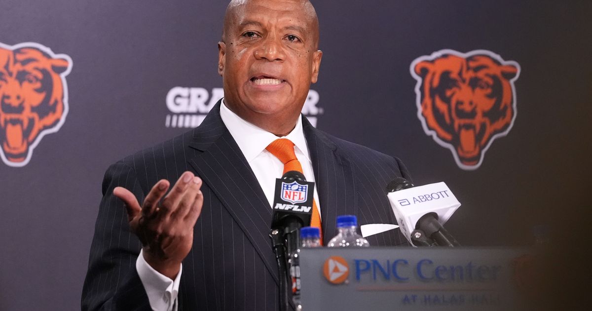 Chicago Bears President and CEO Kevin Warren addresses the team's ongoing stadium plans during a news conference Thursday