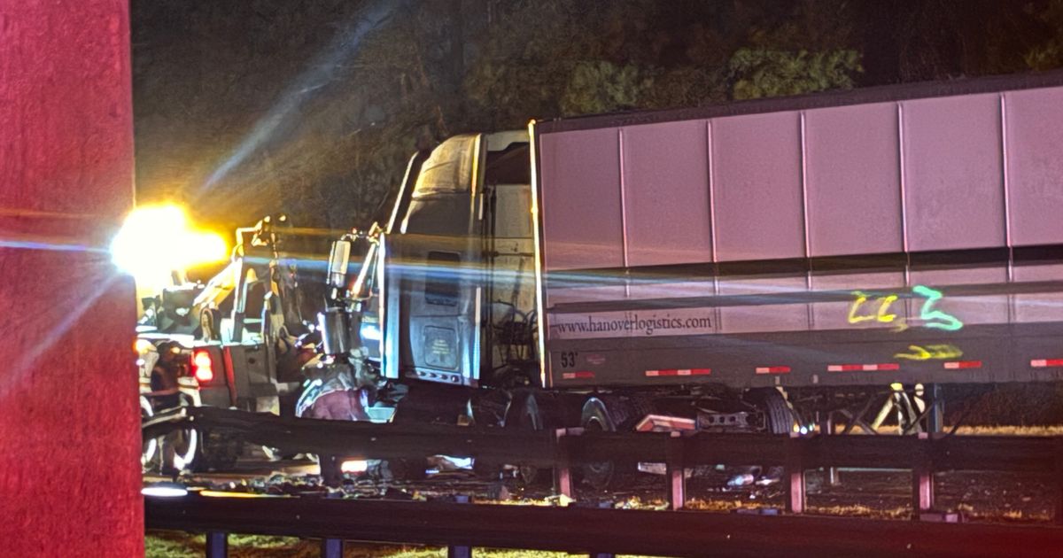 I-85 closed: Tractor-trailer hits guardrail, catches fire near Henderson