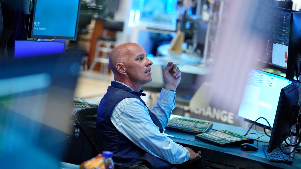 John O'Hara works on the floor at the New York Stock Exchange in New York, Monday, Sept. 14, 2026. (AP Photo/Seth Wenig)