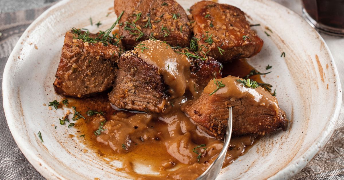 Dark beer adds flavor to a Ukrainian pork classic when kvass is hard to find