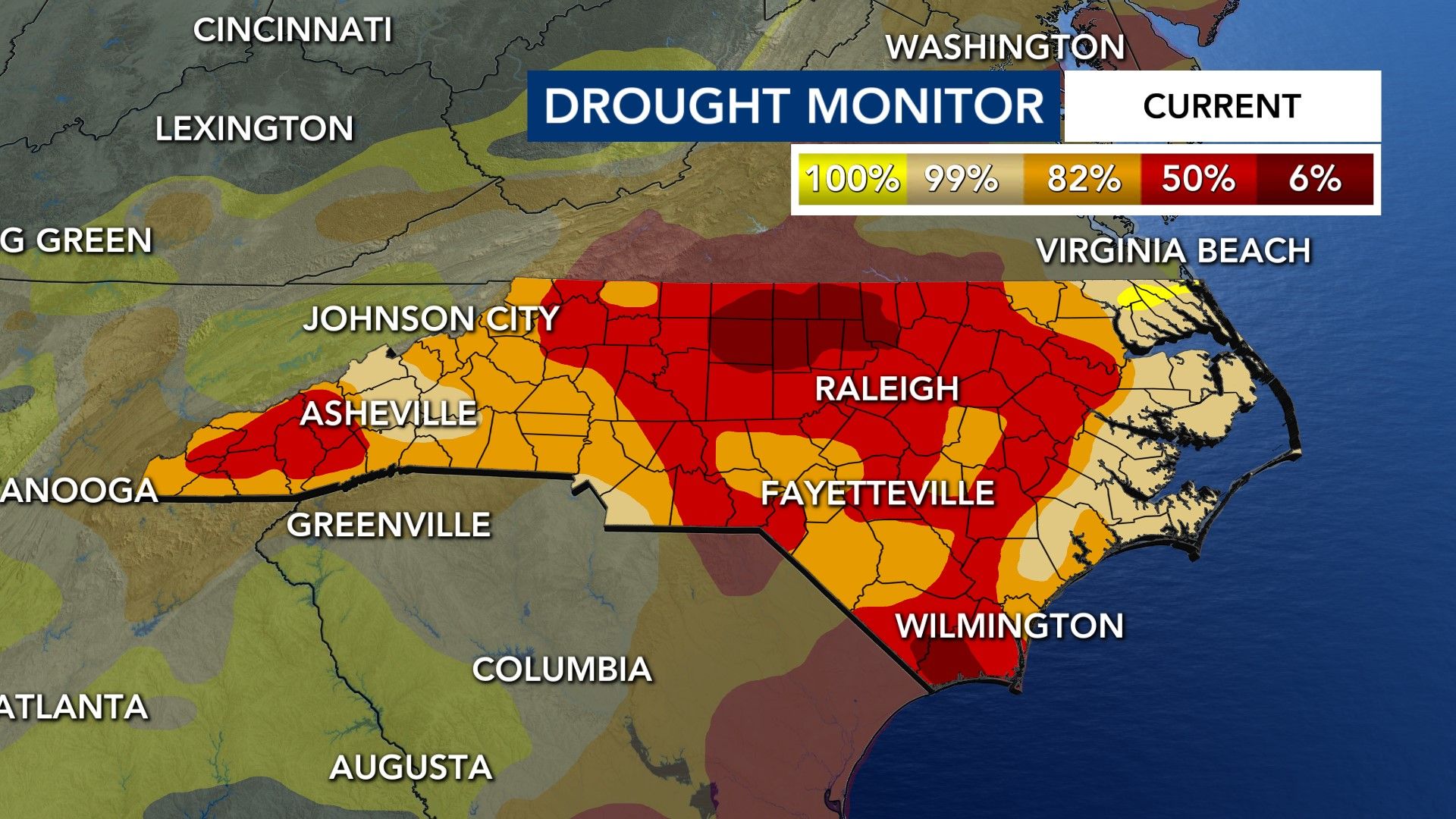 Drought improves slightly for small portion area, worsens in other parts of NC