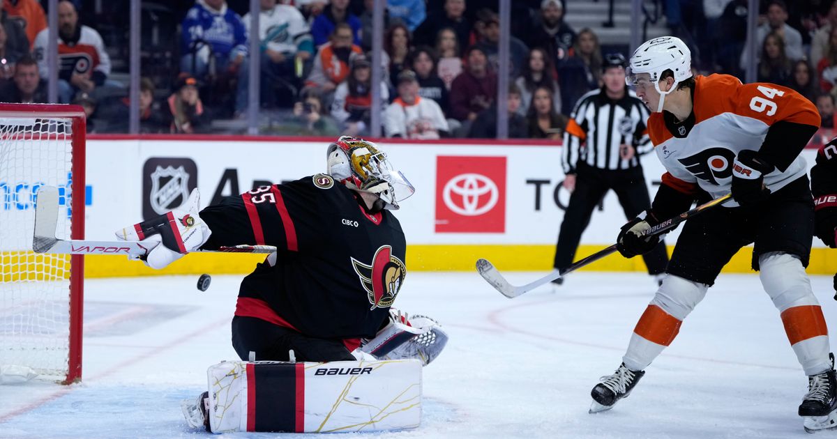 Michkov and Martone lead Flyers past Senators 3-1 for 1st win of season after 9-game skid