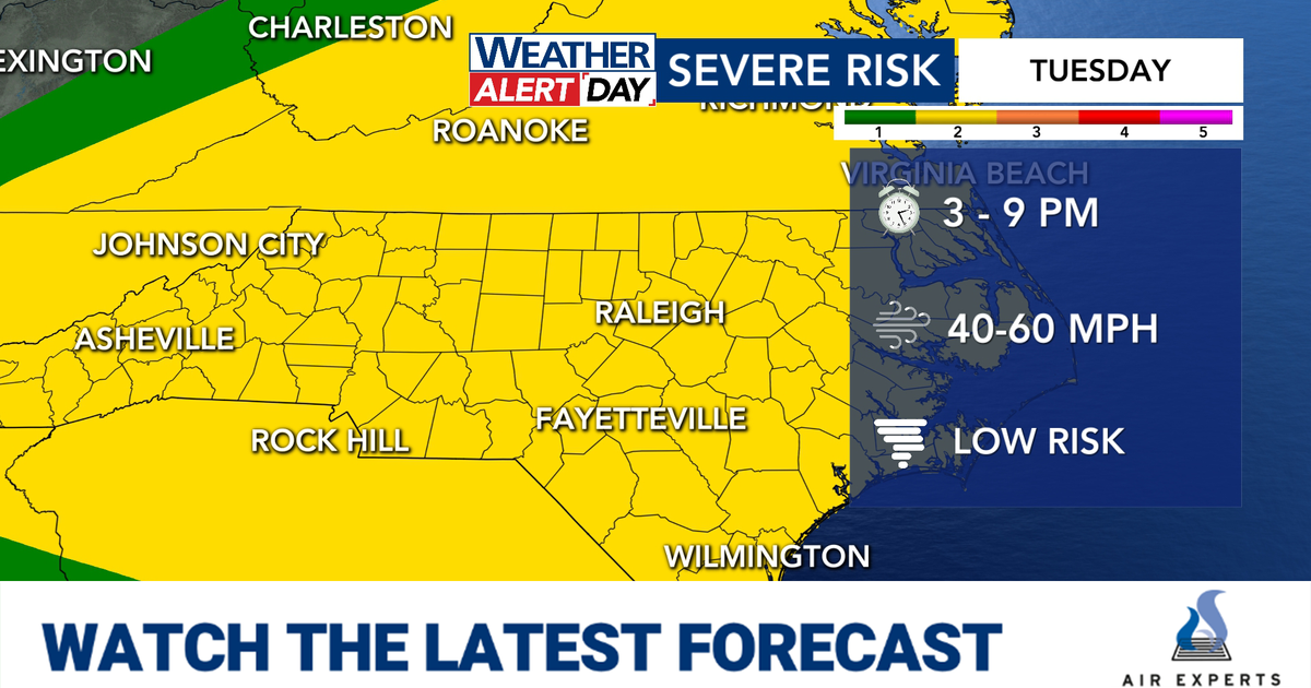 Severe storm threats return; WRAL Weather Alert Day issued for Tuesday