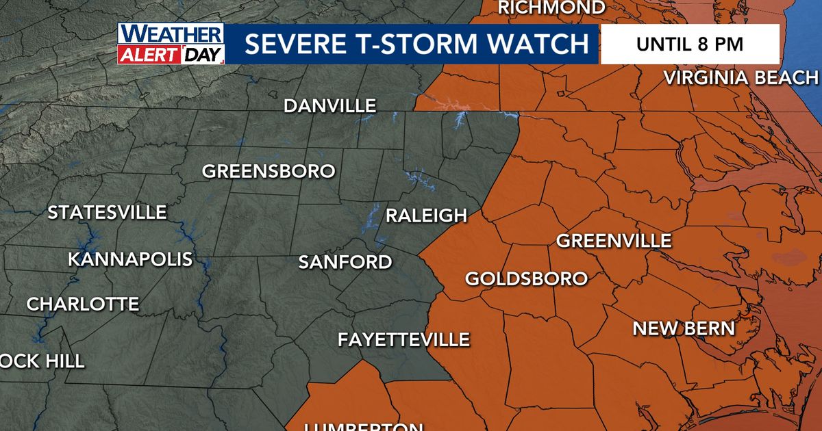 WRAL Weather Alert Day: Severe thunderstorm watch for eastern counties until 8pm