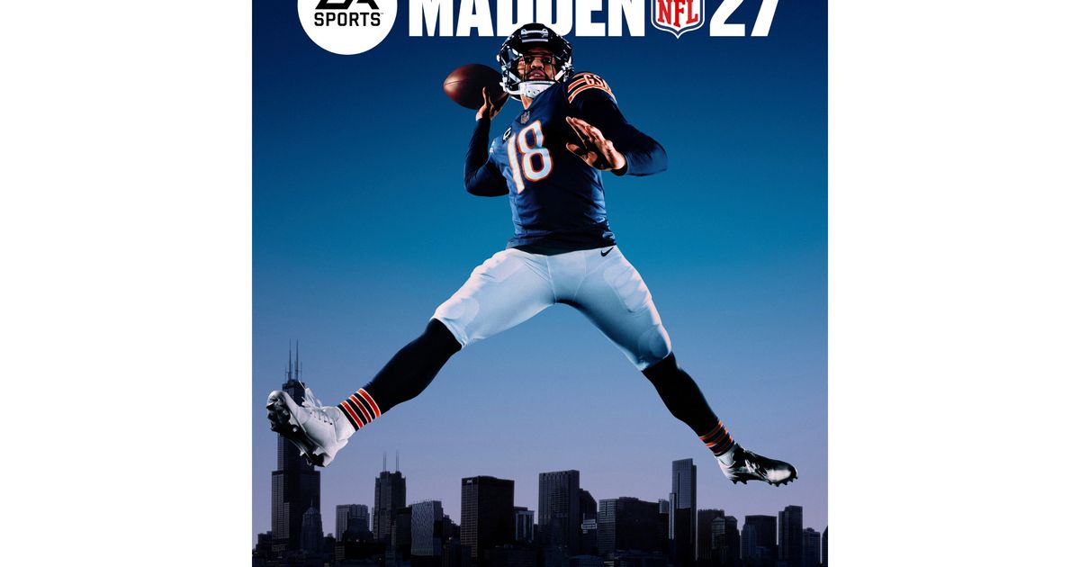 Caleb Williams strikes jump-throw pose for Madden NFL 27 cover